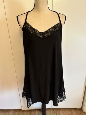 Black Lace-Trim Slip Dress - Women's Intimates